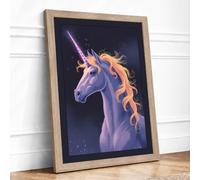 Cosmic Unicorn Fantasy Framed Wall Art Print A2 Oak