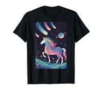 Cosmic Unicorn Meteor Shower Galaxy Planet Value Graphic T-Shirt, Men, Black, XL
