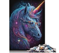 Cosmic Unicorns Wear Glasses Jigsaw Puzzles 1000 Pieces for Adults Wooden Puzzles Brain Exercise Challenge Game Entertainment Gifts Teenagers Family Activity 1000pcs (75x50cm)