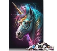 Cosmic Unicorns Wear Glasses Jigsaw Puzzles for Adult 1000 Pieces Difficult Puzzles Adult Jigsaw Puzzle Home Decoration Art Wooden Adult Puzzle 1000pcs (75x50cm)