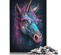Cosmic Unicorns Wear Glasses Jigsaw Puzzles for Adults 500 Pieces Boys Girls Wooden Puzzle Game Birthday Gifts Jigsaw Puzzle Casual Games 500pcs (52x38cm)