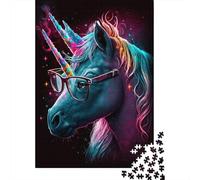 Cosmic Unicorns Wear Glasses Puzzle Fun Premium Cardboard Jigsaw Puzzle for Adults Teen 300pcs (40x28cm)