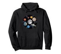 Cosmic Vinyl Record Planets Orbit Pullover Hoodie