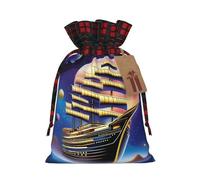 Cosmic Voyage Holiday Printed Drawstring Pouch M For Party Wrapping, Wedding Favor, And Storage