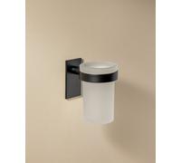 Cosmic Wall-Mounted Toothbrush Holder, Self-Adhesive, Black, Glass And Metal, Stick Collection
