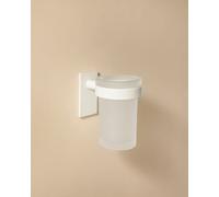 Cosmic Wall-Mounted Toothbrush Holder, Self-Adhesive, White, Glass And Metal, Stick Collection