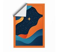 Cosmic Waves at Night Mid-Century Unframed Wall Art Print A1 (84.1×59.4cm), Wall Decor for Living Room, Bedroom, Office & Home, Art Gift