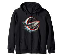 Cosmic Whale in front of the Moon - supernatural visual space Zip Hoodie