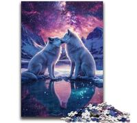 Cosmic White Wolf Jigsaw Puzzles for Adults 1000 Piece Puzzle,for Educational Game Challenge Toy Unique Home Decor And Gifts (38x26cm)