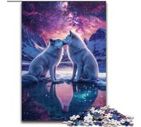 Cosmic White Wolf Jigsaws Puzzles 1000 Pieces for Adults Gifts, Learning Educational Toys Family Games with Matching Poster And Trivia Sheet (26x38cm)