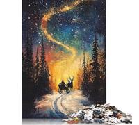 Cosmic Winter Journey Sleigh Ride Under The Celestial Swirl Puzzles for Adults & Teenagers Wood Puzzle Jigsaws for Adults Secret Santa Gifts 300pcs (40x28cm)