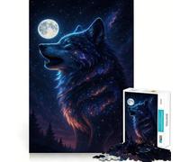 Cosmic Wolf Howling at The Moon Puzzles for Teenagers 1000 Pieces Strong Memory, Firm Joint, Joyful Challenge, Wall Art (38x52cm)