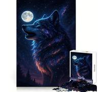Cosmic Wolf Howling at The Moon Puzzles for Teenagers 1000 Pieces Strong Memory, Firm Joint, Joyful Challenge, Wall Art (38x52cm)