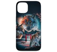 Cosmic Wolf in Japanese Mountain with Sakura and Torii Gate Case for iPhone 13