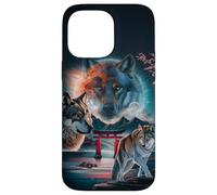 Cosmic Wolf in Japanese Mountain with Sakura and Torii Gate Case for iPhone 14 Pro Max