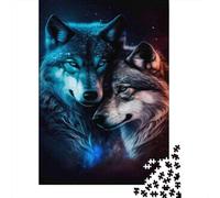 Cosmic Wolf Pair Puzzle 1000Pc Recycled Paper for Women Gifts for Men Jigsaw Celestial BondPuzzles Educational Game Challenge Home Activity Great Gift Idea 38x26cm/1000pcs