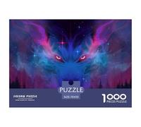 Cosmic Wolf-red Blue Jigsaw Puzzle Waterproof 1000 Piece Jigsaw Puzzles for Adults Impossible Adults Jigsaw Puzzle Home Decoration Puzzle