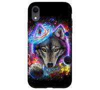 Cosmic Wolf Surrounded by Planet and Stars in Galactic Scene Case for iPhone XR