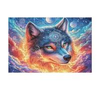 Cosmic Wolf with Mystical Symbols on Head 1000 Piece Count Premium Jigsaw Puzzle For Adults Teens 14+ Concentration Training Indoor Game Family Game Night 1000 PCS
