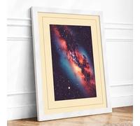 Cosmic Wonder Minimalist Framed Wall Art Print A2 (59.4×42cm) White, Wall Decor for Living Room, Bedroom, Office & Home, Ready to Hang, Art Gift