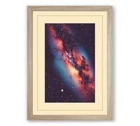 Cosmic Wonder Minimalist Framed Wall Art Print A4 (29.7×21cm) Oak, Wall Decor for Living Room, Bedroom, Office & Home, Ready to Hang, Art Gift