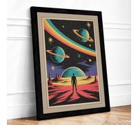 Cosmic Wonder Retro Framed Wall Art Print A1 (84.1×59.4cm) Black, Wall Decor for Living Room, Bedroom, Office & Home, Ready to Hang, Art Gift