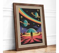 Cosmic Wonder Retro Framed Wall Art Print A3 (42×29.7cm) Walnut, Wall Decor for Living Room, Bedroom, Office & Home, Ready to Hang, Art Gift