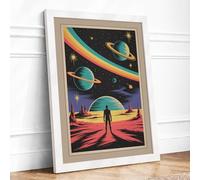 Cosmic Wonder Retro Framed Wall Art Print A4 (29.7×21cm) White, Wall Decor for Living Room, Bedroom, Office & Home, Ready to Hang, Art Gift