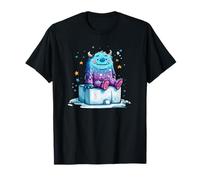 Cosmic Yeti Cute Monster On Ice Block Stars T-Shirt