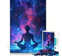Cosmic Yoga Meditation Adults 1000 Piece Jigsaw Puzzle Decompress Game, Bright Hue, Playful Challenge, Night Fun (38x52cm)