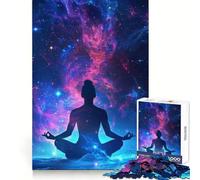 Cosmic Yoga Meditation for Adults 1000 Piece Jigsaw Puzzle Brain Power, Tight Edge, Fun Challenge, Night Game (38x26cm)
