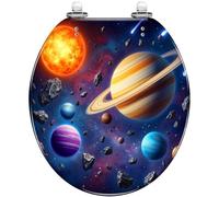 CosmicVibe Resin Round Toilet Seat Quick Release Quiet Close Decorative Bathroom