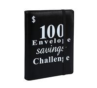 Cosmin 100 Envelope Money Saving Challenge Binder, Reusable A5 Money Budget Binder Challenges Book Black
