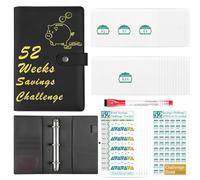 Cosmin 52 Week Money Saving Challenge Binder +Savings Challenges Book Cash Envelopes for Budget Planner Financial Budget Planner Savings Challenges Book Black