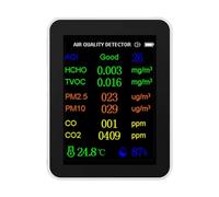 Cosmin Air Quality Monitor CO2 Monitor Air Quality Monitor Plastic 12 in 1 with Time/Date Display WiFi PM2.5 PM10 CO CO2 TVOC HCHO Tester,White