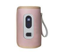 Cosmin USB Milk Water Warmer Travel Stroller Insulated Bag Digital Display Nursing Bottle Heater for Outdoor Winter -Pink