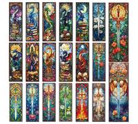 Cosmisun Dragon Sword Bookmark Gifts - 20 Pcs Stained Glass Art Transparent PVC Bookmark Fantasy Book Mark Page Clips Gifts for Women Men Book Lovers Teacher Student Bookish Reader Accessories