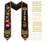 cosmisun Graduation Stole Class of 2026-5 Pcs African American Graduation Decoration with Iron on Letters Patches, Black Girl Magic Flower Grad Sash 2026 Decor Supplies for High School College