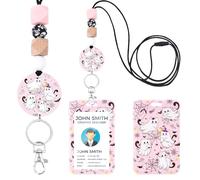 Cosmisun Halloween Lanyards for Id Badges - Ghost Cat ID Badge Holder with Lanyard Spooky Bat Badge Reel Retractable Lanyard with ID Holder Keychain Clip for Students Teacher Women Nurse Doctor Office