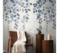 Photo wallpaper non-woven leaves plaster look cream blue 79144-5 (6,28£/1qm)