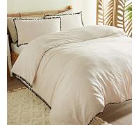 Cosmo Living Tassel Duvet Set Super Soft Easy Care Designer Duvet Cover Quilt Bedding Set - Super King (220 cm x 260 cm) + 2 Matching Pillowcase