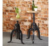 Cosmo Side Table - Round - Cart Style - Industrial Style - Wooden and Metal