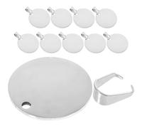 COSMOBETTY 10pcs Dog Id Tags Blank Round Titanium Steel Metal Silver, Can be Engraved, Rust Resistant, for Pets, Dog Keychain Charm DIY