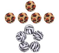 COSMOBETTY 10pcs Leopard Print Cat Balls Interactive round Plush Play Balls for Cats and Dogs Indoor Exercise and Training to Change Bad Biting Behaviour Random Color