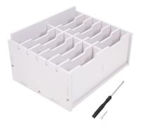 COSMOBETTY 12-grid Cell Phone Holder Organizer with Divided Compartment Storage, White Particle Board Multi-grid Case for Mobile Phones, for Offices and Mobile Repair Shops
