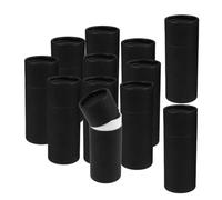 COSMOBETTY 12pcs round Paperboard Tube Boxes with Lid for 30ml Essential Oil Bottles, Black Kraft Paper Material, Protective Packaging and Versatile Usage for Home and Hotel Storage
