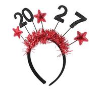 COSMOBETTY 2027 New Year Headband with Crimson Star-shaped Design, Universal Fit Hair Accessory Featuring Detailed Decoration, for Joyful Celebrations and Family Gatherings
