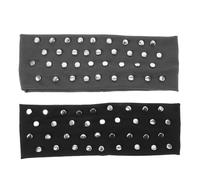 COSMOBETTY 2pcs Elastic Black Polyester Punk Rock Hair Band for Women, Washable and Stretchy Studded Headband, for Concerts and Music Festivals