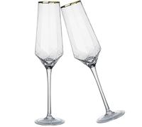 COSMOBETTY 2pcs Elegant Glass Goblets Sparkling Wine Flutes 300ml Footed Cups for Family Kitchen Party Beverage Use