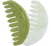 COSMOBETTY 2pcs Jade Head Scalp Massager Comb for Meridian and Scalp Care Smooth Polished Jade Material Suitable for Home and Travel Use